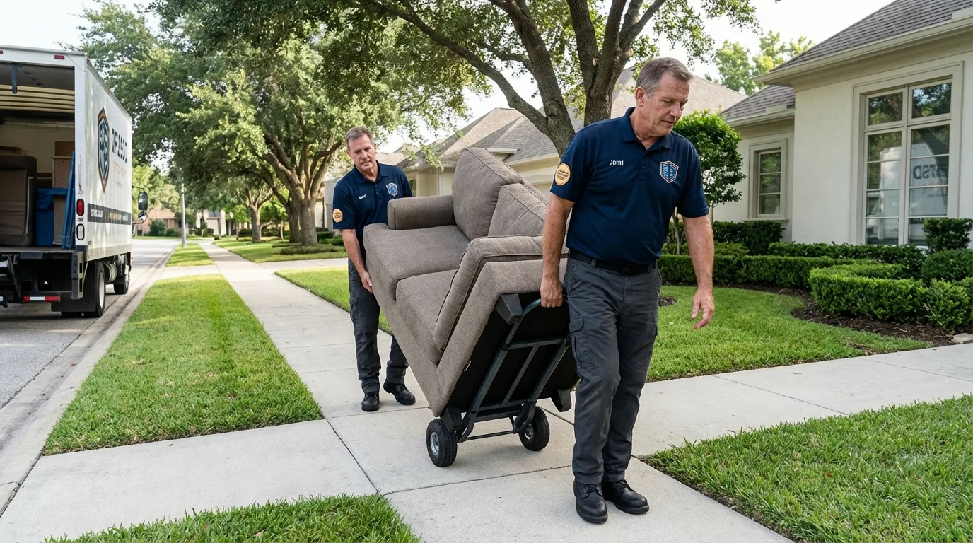 Local residential moving crew loading furniture in Madison, CT